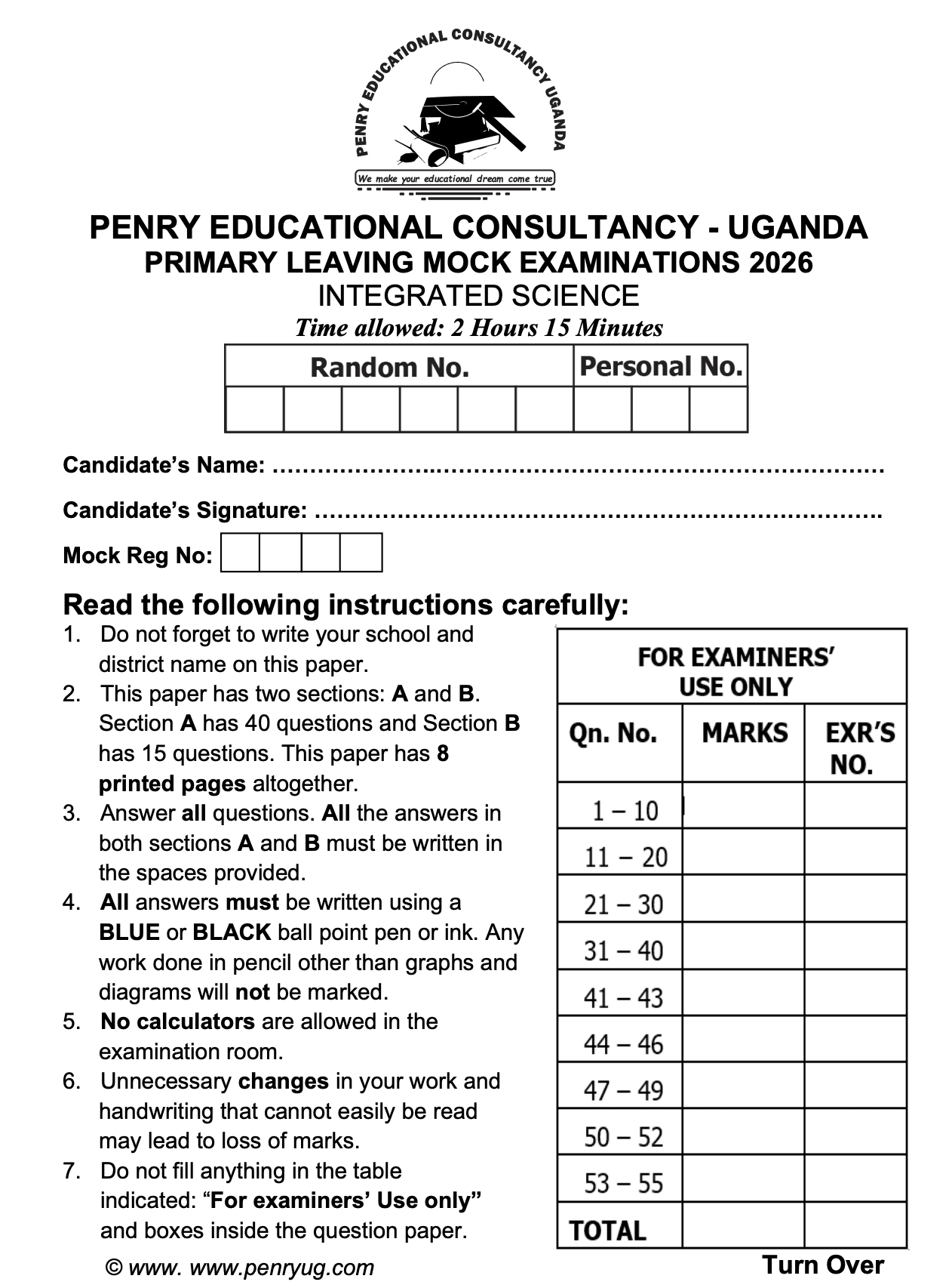 P.7 SCI MOCK EXAMS 2026